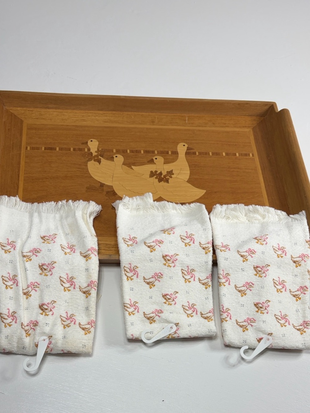 Vintage Cross stitch collectibles spring geese hand towels NWT goose geese ducks